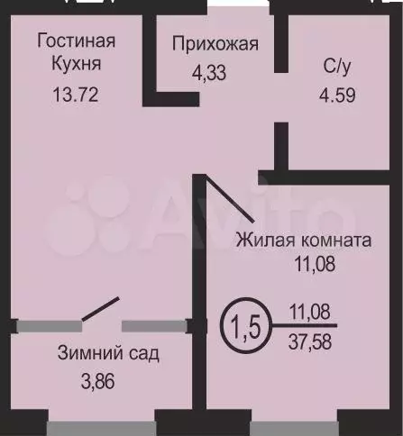 1-к. квартира, 37,6 м, 9/20 эт. - Фото 0