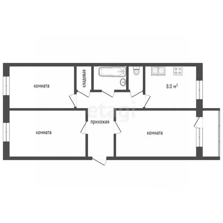 3-к кв. Ямало-Ненецкий АО, Ноябрьск ул. Энтузиастов, 6 (59.2 м) - Фото 2