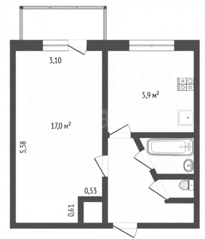 1-к кв. Ярославская область, Ярославль ул. Судостроителей, 20к2 (30.8 ... - Фото 1