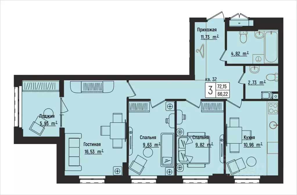 3-к кв. Нижегородская область, Нижний Новгород Литературная ул., 5 ... - Фото 0