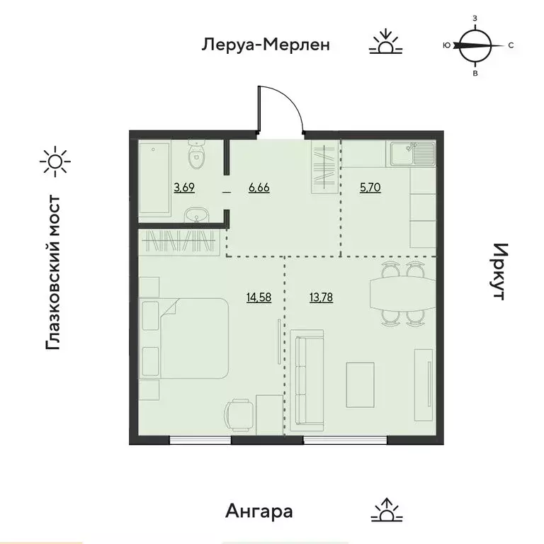 2-комнатная квартира: Иркутск, квартал Затон, улица Набережная Иркута, ... - Фото 1