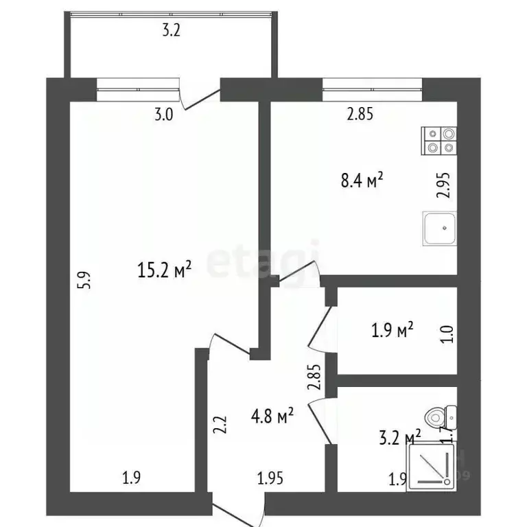 1-к кв. Мордовия, Ковылкино ул. Гагарина, 30 (33.5 м) - Фото 1