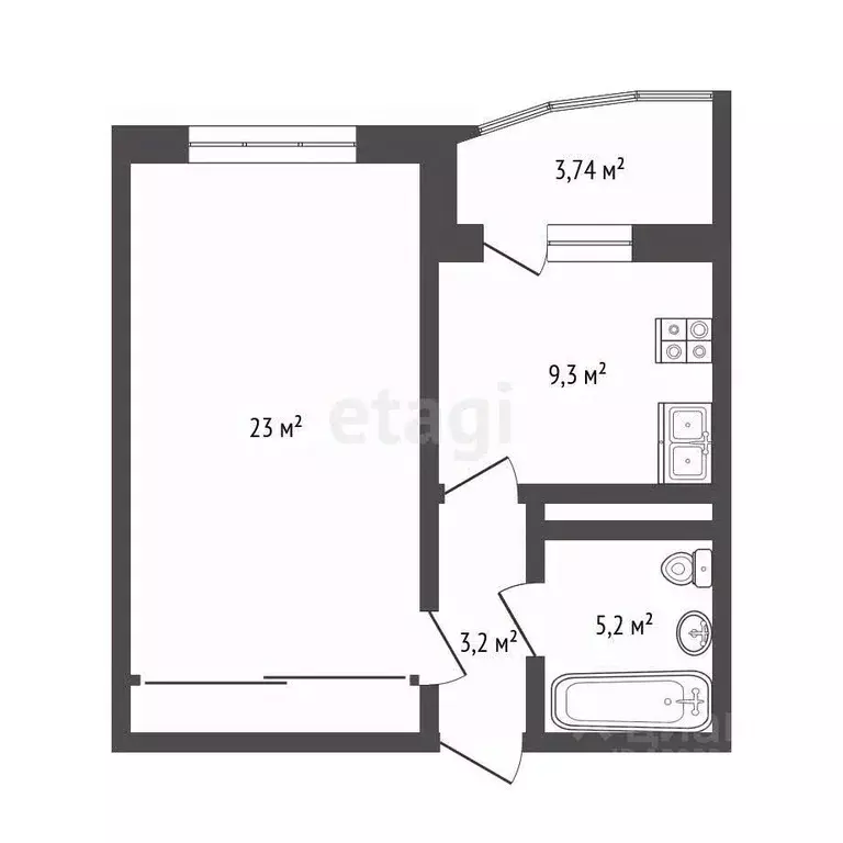 1-к кв. Тюменская область, Тюмень ул. Александра Митинского, 4 (41.0 ... - Фото 2