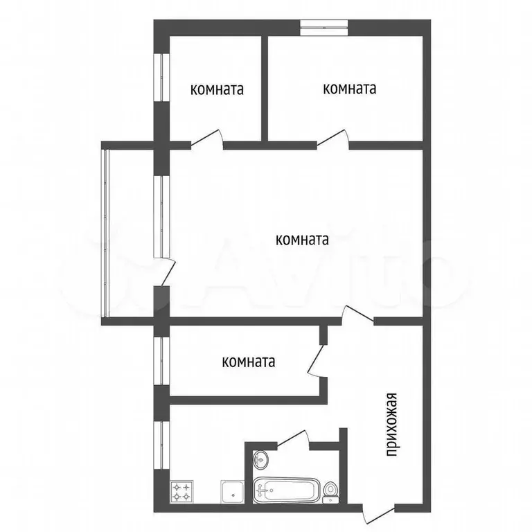4-к. квартира, 61,3 м, 4/5 эт. - Фото 0