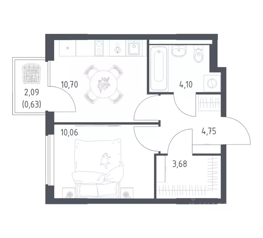 1-к кв. Московская область, Ленинский городской округ, д. Коробово ... - Фото 1