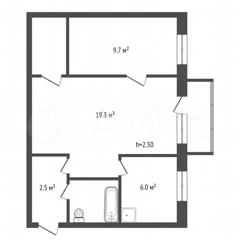 2-к. квартира, 43 м, 3/5 эт. - Фото 0