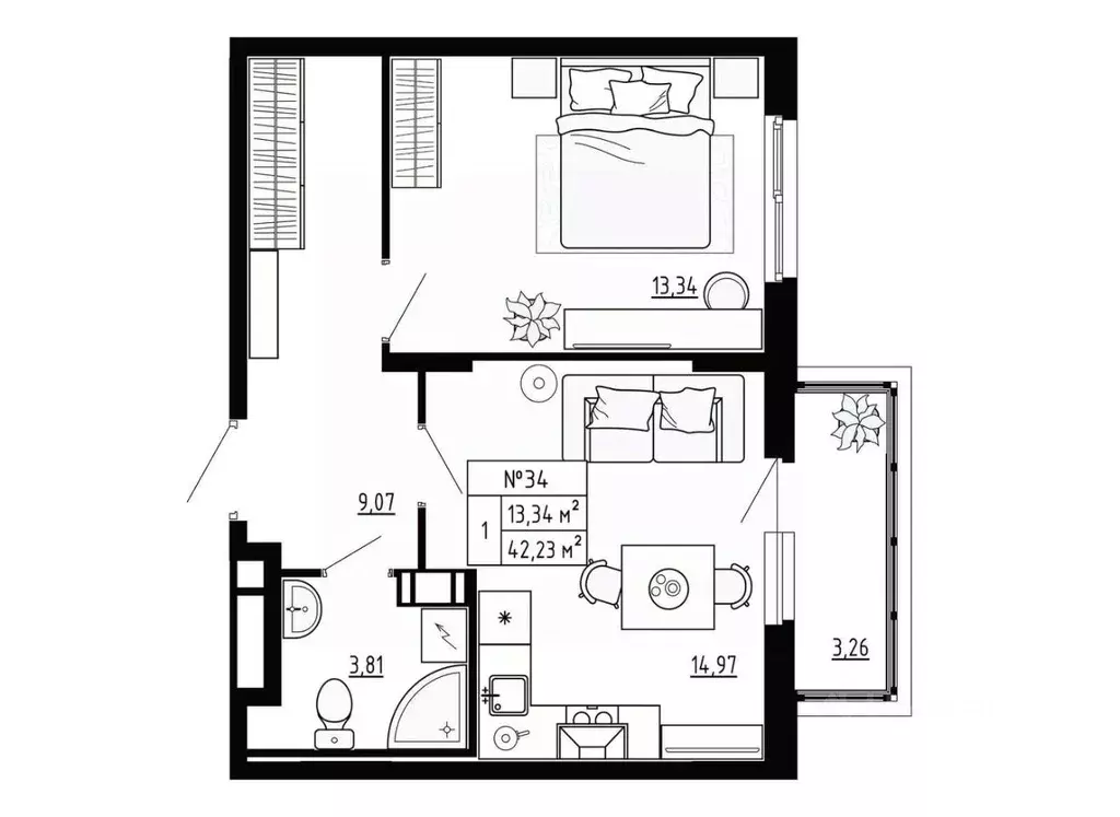 1-к кв. Ленинградская область, Ломоносовский район, Аннинское ... - Фото 1