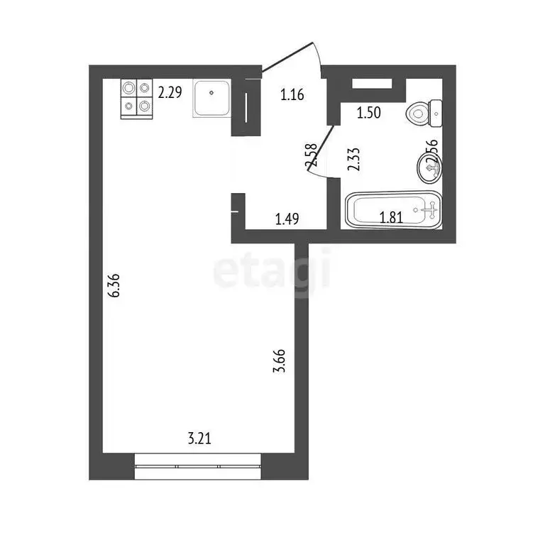 Квартира-студия: Тюмень, улица Тимофея Чаркова, 87 (26 м) - Фото 1