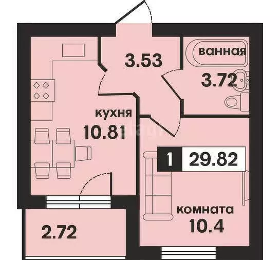 1-комнатная квартира: Муром, 3-я Новослободская улица, 1 (29.84 м) - Фото 1