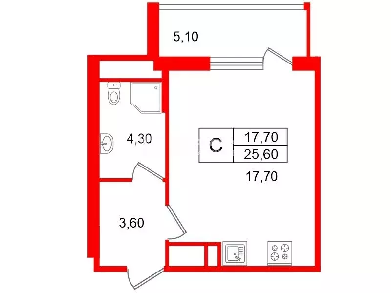 Квартира-студия: Санкт-Петербург, 1-й Предпортовый проезд, 1 (25.6 м) - Фото 1