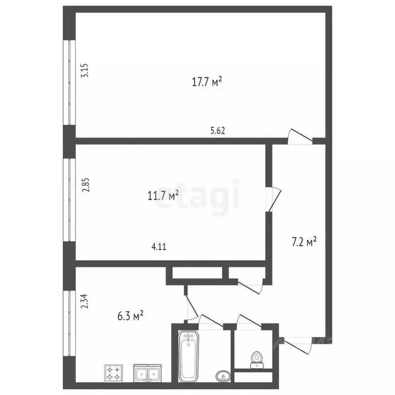 2-к кв. Санкт-Петербург ул. Ольги Форш, 17К1 (46.2 м) - Фото 1