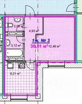 Студия Омская область, Омск ул. Богдана Хмельницкого, 38/2 (31.2 м) - Фото 2