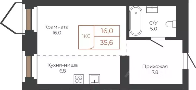 1-к кв. Алтайский край, Барнаул пл. Баварина, 8к2 (35.5 м) - Фото 1
