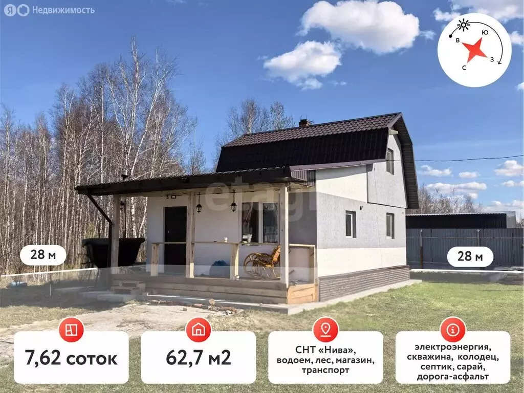 Дом в Тюменский муниципальный округ, СНТ Нива, Грибная улица (62.7 м) - Фото 2