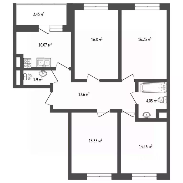 3-к кв. Калининградская область, Калининград ул. Героя России Виталия ... - Фото 2