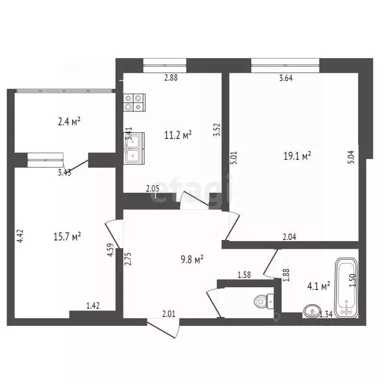 2-к кв. Мордовия, Саранск просп. 70 лет Октября, 77а (56.3 м) - Фото 2