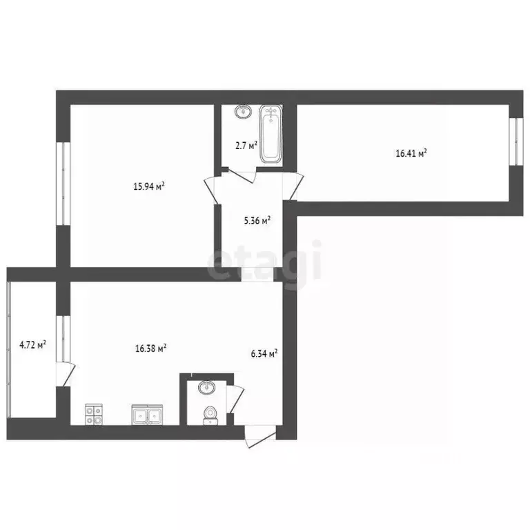 3-к кв. Челябинская область, Челябинск ул. Бейвеля, 55 (65.2 м) - Фото 2