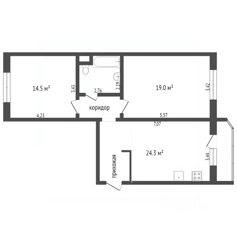 2-к кв. Тюменская область, Тюмень ул. Николая Семенова, 21к1 (66.4 м) - Фото 0