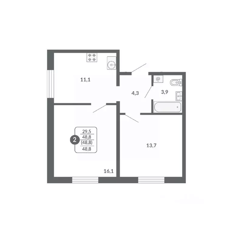 2-к кв. Кировская область, Киров ул. Пушкина, 25 (48.8 м) - Фото 1