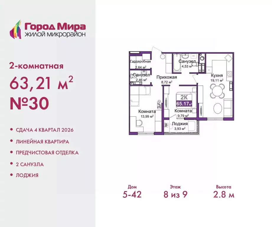 2-к кв. Крым, Симферополь ул. Батурина (63.21 м) - Фото 0