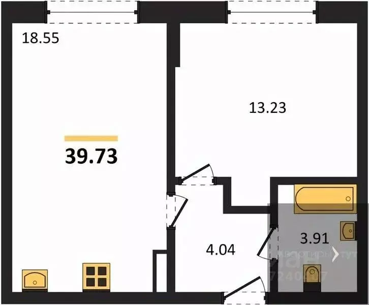 1-к кв. Воронежская область, с. Новая Усмань  (39.73 м) - Фото 0
