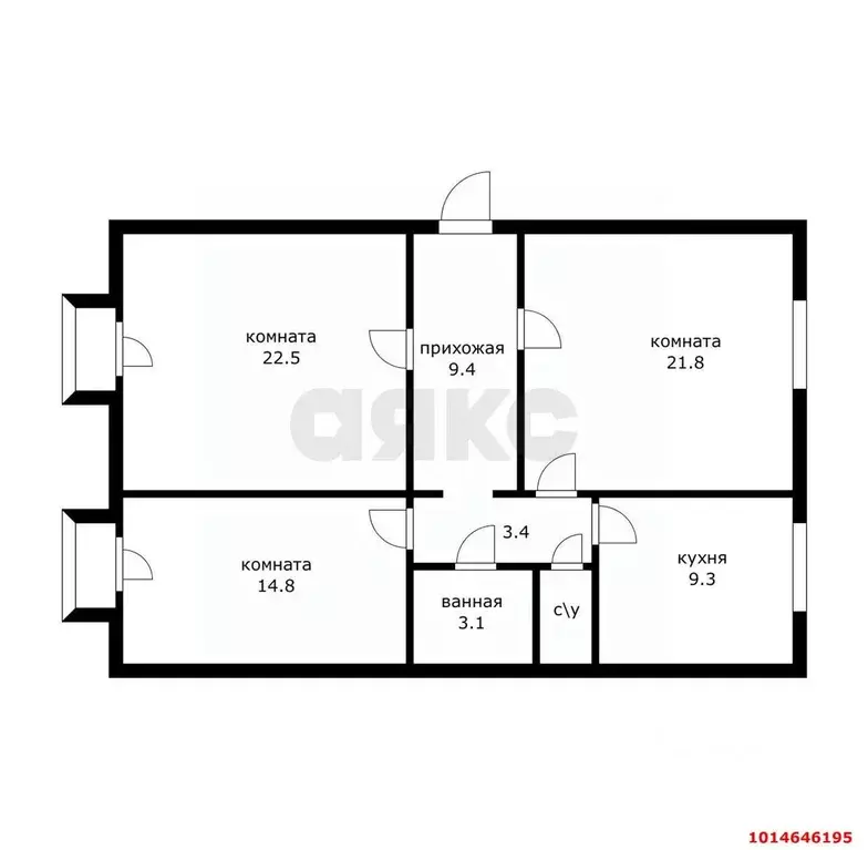 3-к кв. Краснодарский край, Краснодар Ставропольская ул. (90.0 м) - Фото 2