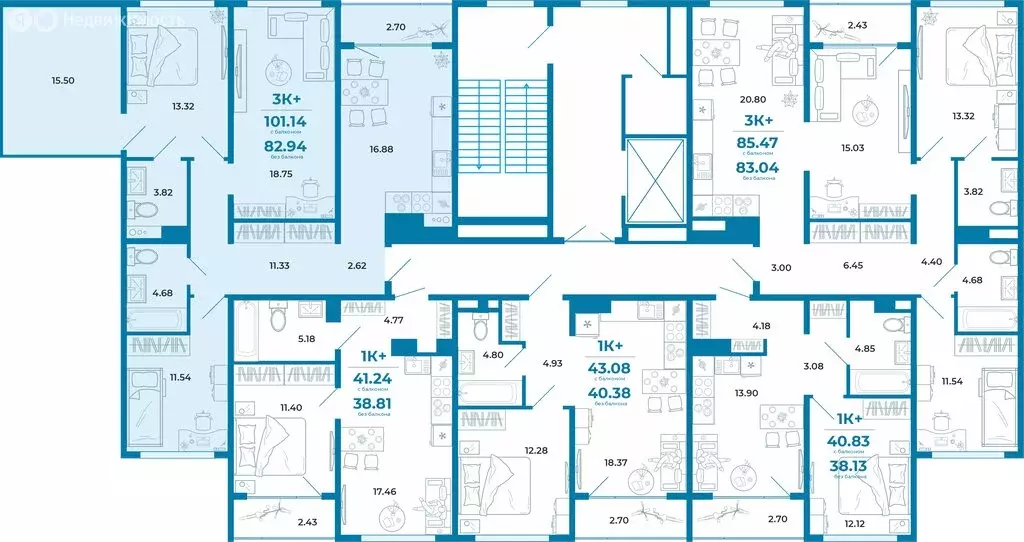 3-комнатная квартира: Тюмень, улица Анатолия Клиндюка, 3 (82.94 м) - Фото 1