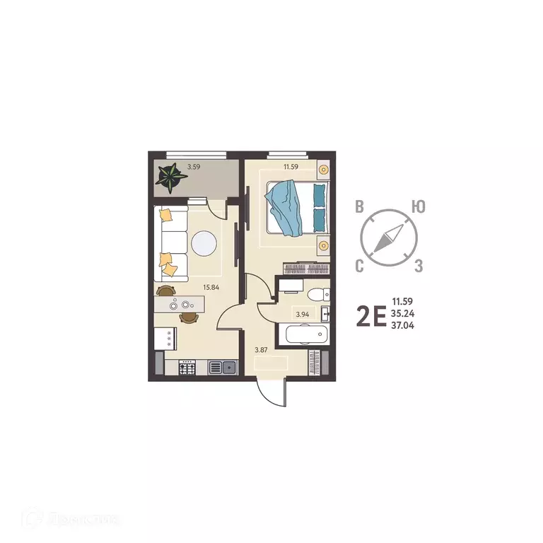 Продаётся 1-к квартира, 37.04 м - Фото 0