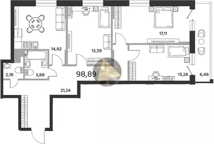 Продаётся 3-к квартира, 98.9 м - Фото 1