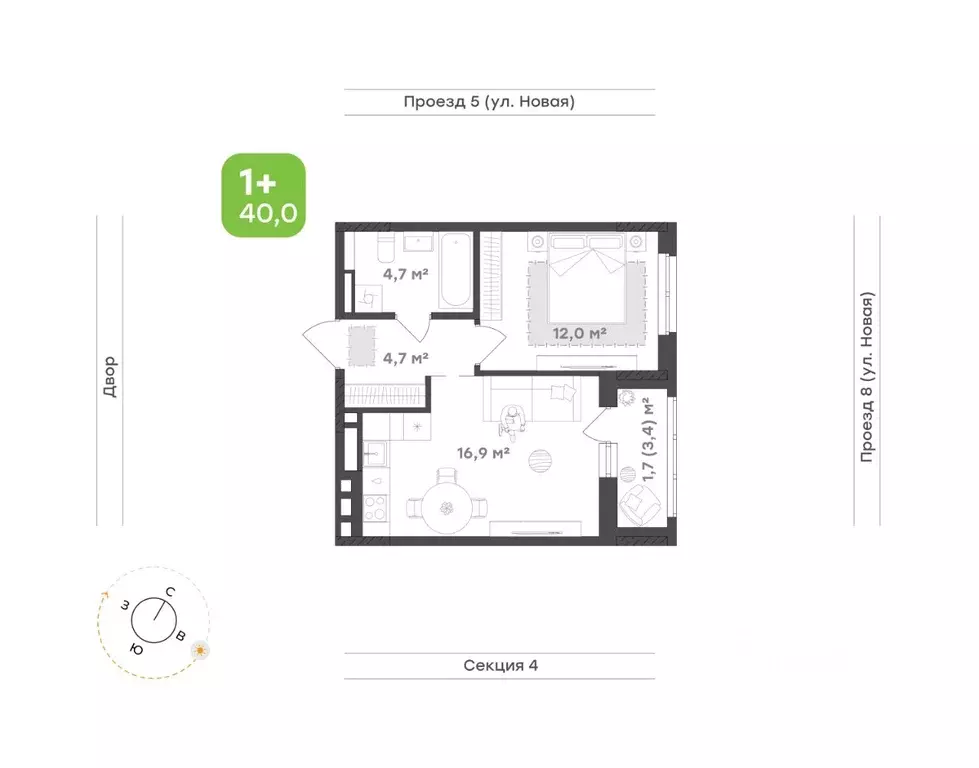 1-к кв. Свердловская область, Екатеринбург Академический мкр, 20-й ... - Фото 1