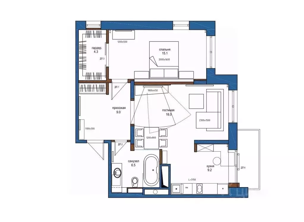 2-к кв. Москва ул. Пресненский Вал, 14к1 (61.1 м) - Фото 2