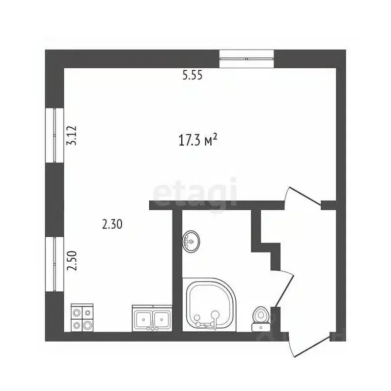 1-к кв. Тюменская область, Тюмень Ямская ул., 59 (31.0 м) - Фото 1