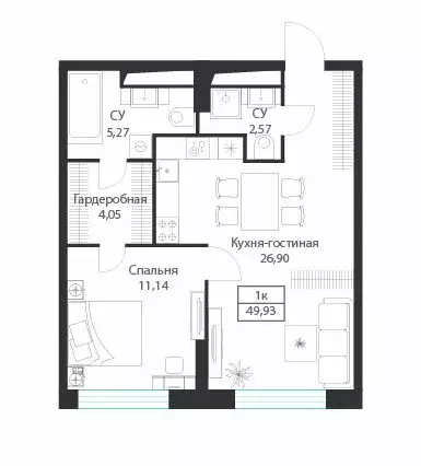 1-комнатная квартира: Москва, улица Академика Ильюшина, 21с5 (49.93 м) - Фото 0