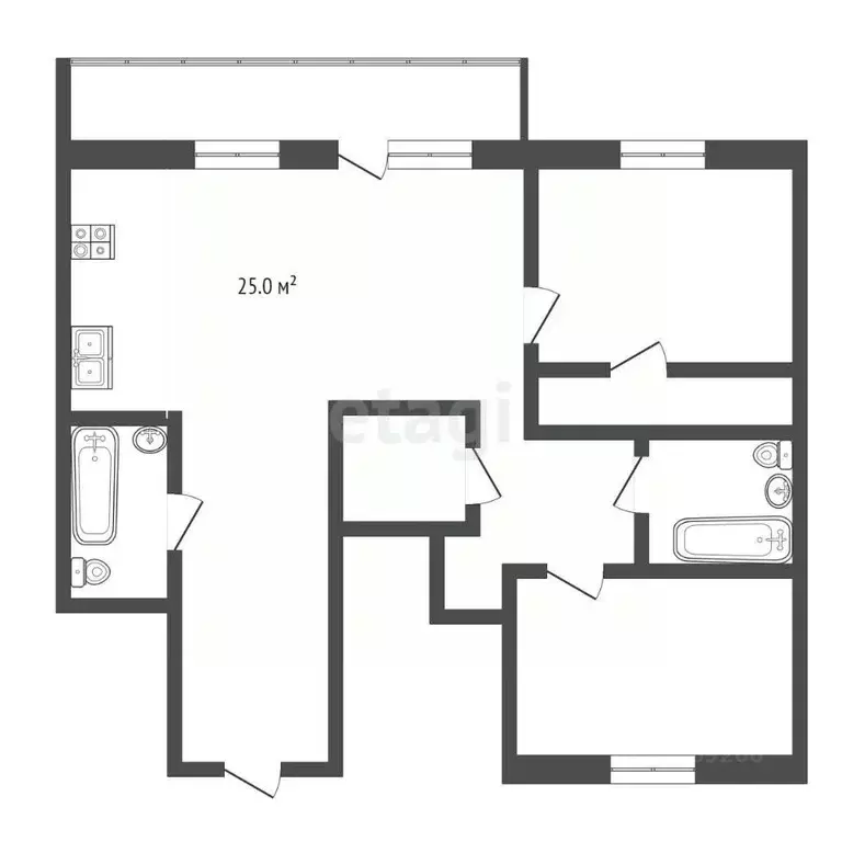 3-к кв. Коми, Сыктывкар Тентюковская ул., 333 (77.7 м) - Фото 1