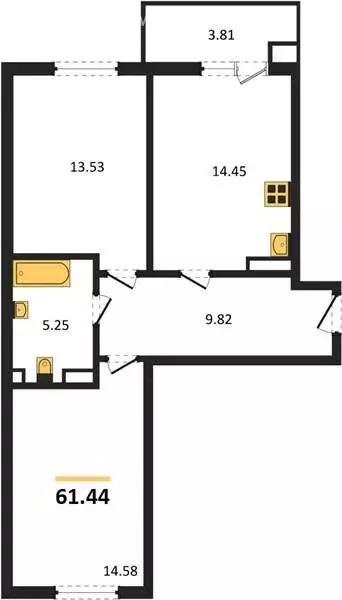 2-комнатная квартира: Симферополь, улица Батурина, 145 (58.1 м) - Фото 1