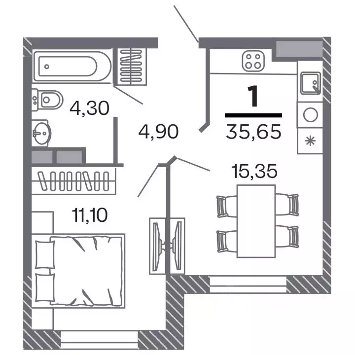 1-к кв. Рязанская область, Рязань Петра и Февронии жилой комплекс ... - Фото 1