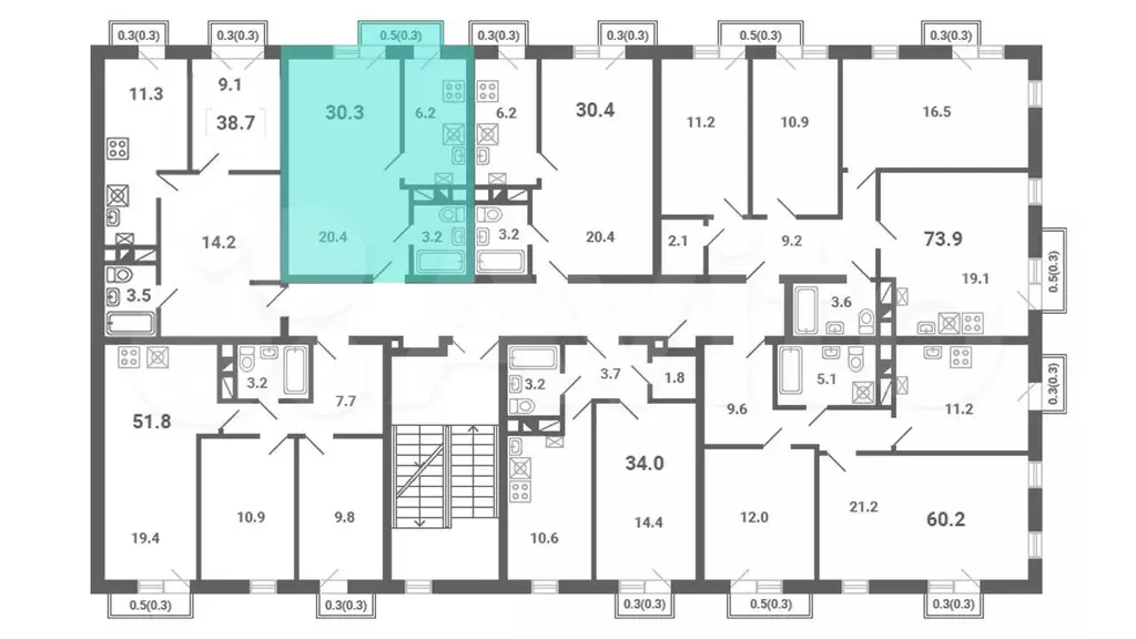 1-к. квартира, 30,3 м, 4/4 эт. - Фото 1