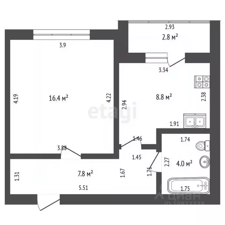1-к кв. Башкортостан, Стерлитамак просп. Октября, 91 (37.0 м) - Фото 2