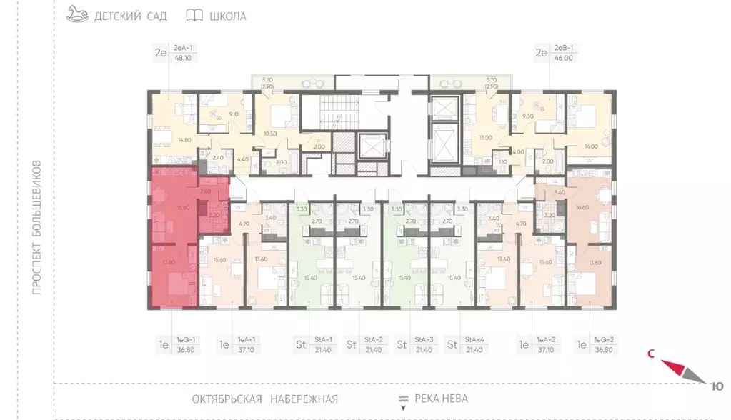 1-к кв. Санкт-Петербург Октябрьская набережная жилой комплекс (36.8 м) - Фото 2