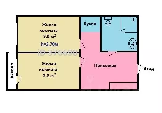 2-к кв. Москва бул. Веласкеса, 5к5 (31.4 м) - Фото 1