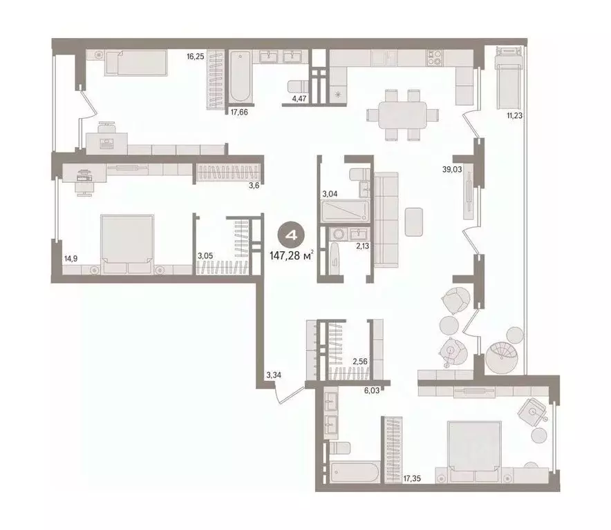 3-к кв. Ханты-Мансийский АО, Сургут Игоря Киртбая ул., 30 (131.7 м) - Фото 0
