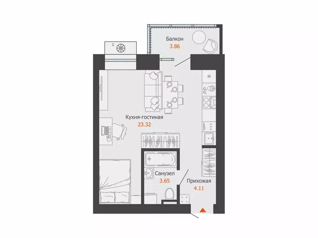 Квартира-студия: Волгоград, ЖК Центропарк (32 м) - Фото 1