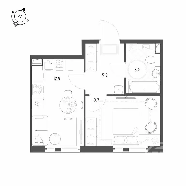 1-комнатная квартира: посёлок Шушары, Чудовская улица, 14к1 (34.42 м) - Фото 0