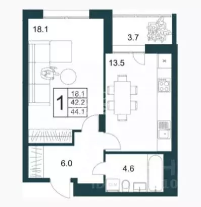 2-к кв. Липецкая область, Липецк Минская ул., 4Вк1 (44.1 м) - Фото 2