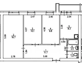 3-к кв. Пермский край, Нытва просп. Ленина, 26А (60.5 м) - Фото 2