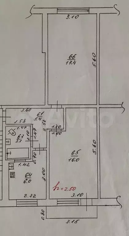 2-к. квартира, 48 м, 4/5 эт. - Фото 0