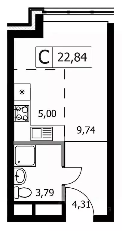 Студия Москва Городские Истории жилой комплекс (22.84 м) - Фото 1