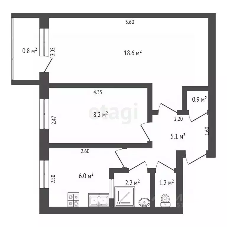 2-к кв. Крым, Кировский район, с. Льговское ул. Маяковского, 22 (43.0 ... - Фото 2