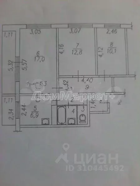 3-к кв. Кемеровская область, Новокузнецк ул. Батюшкова, 4А (59.4 м) - Фото 0