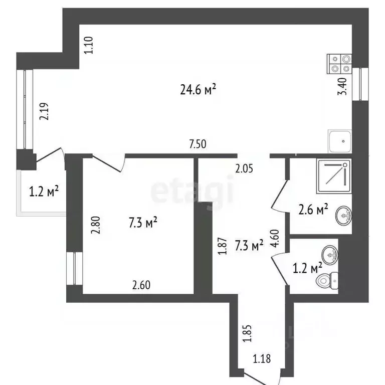 1-к кв. Крым, Ялта ул. Сеченова, 21/31к2 (44.0 м) - Фото 2
